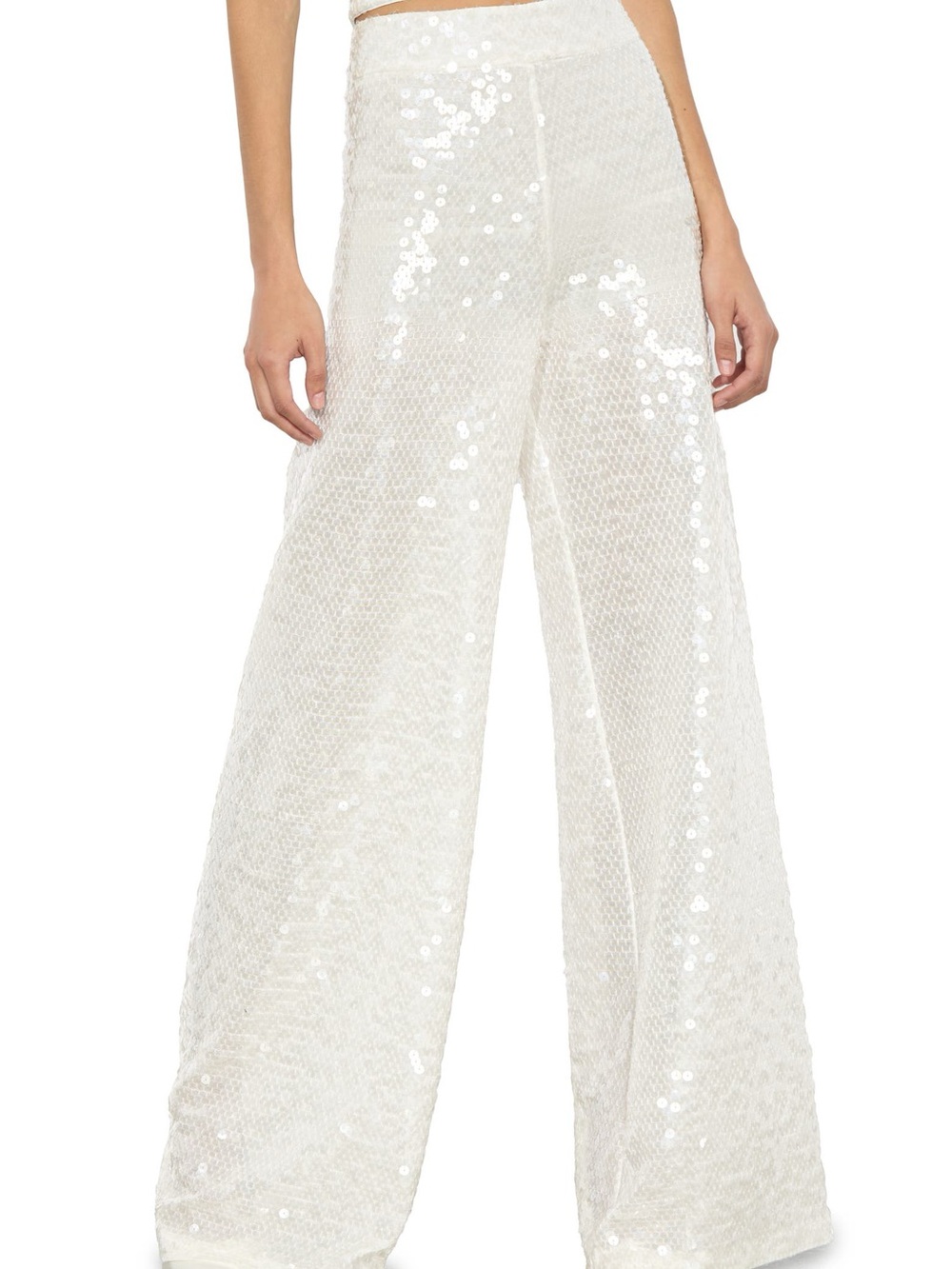 ASOS White Sequin Wide Leg Pants
